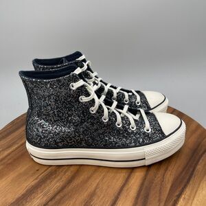 Converse Chuck Taylor All Star Lift Platform HI Shoes Womens Size 9 Glitter